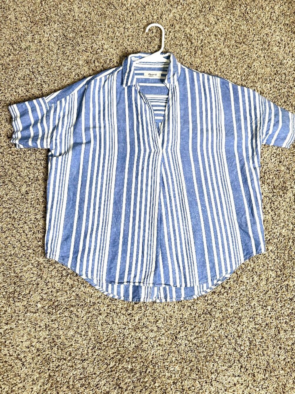 Madewell Cropped Button Down Blue White Stripe Short ''' SIZE S SIZE S ''' - Picture 2 of 6